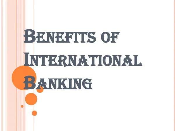 Benefits of International Private Banking