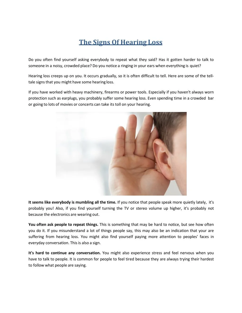 the signs of hearing loss