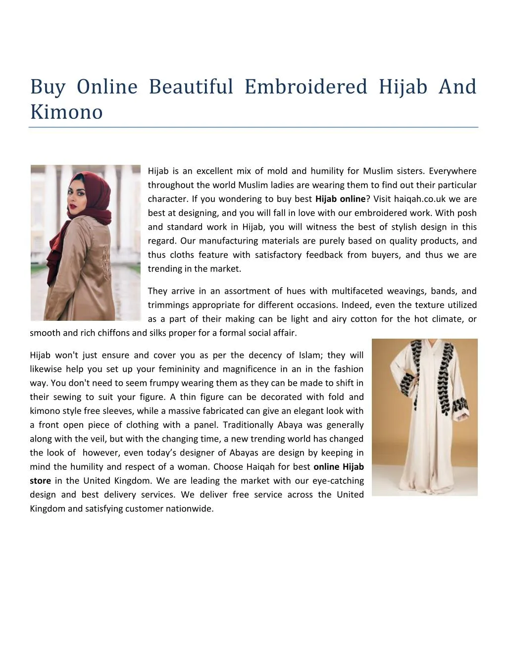 buy online beautiful embroidered hijab and kimono