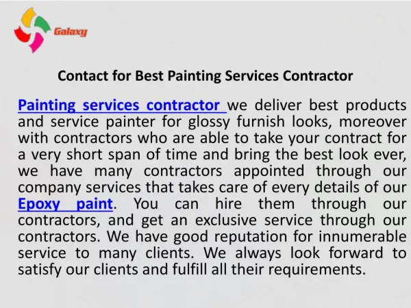 Contact for best painting services contractor