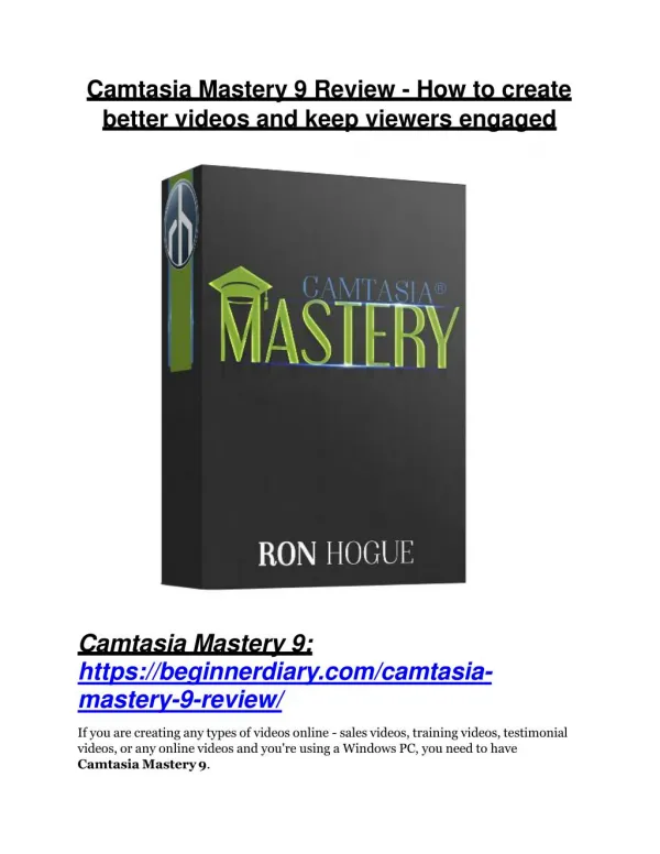 Camtasia Mastery 9 REVIEW and GIANT $21600 bonuses