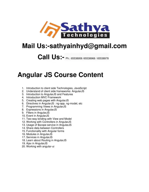 Angular JS Course Content