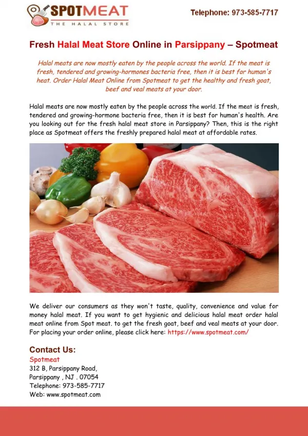 Fresh Halal Meat Store Online in Parsippany – Spotmeat