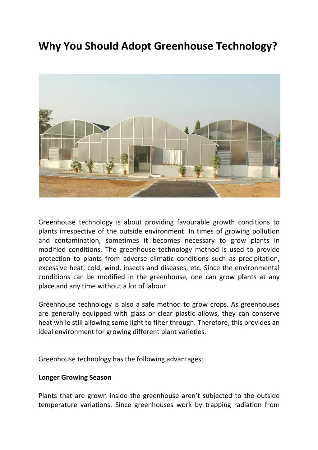 why you should adopt greenhouse technology
