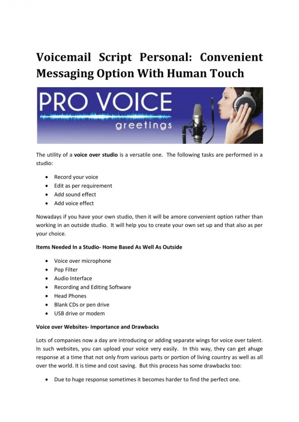 Professional Voice Mail