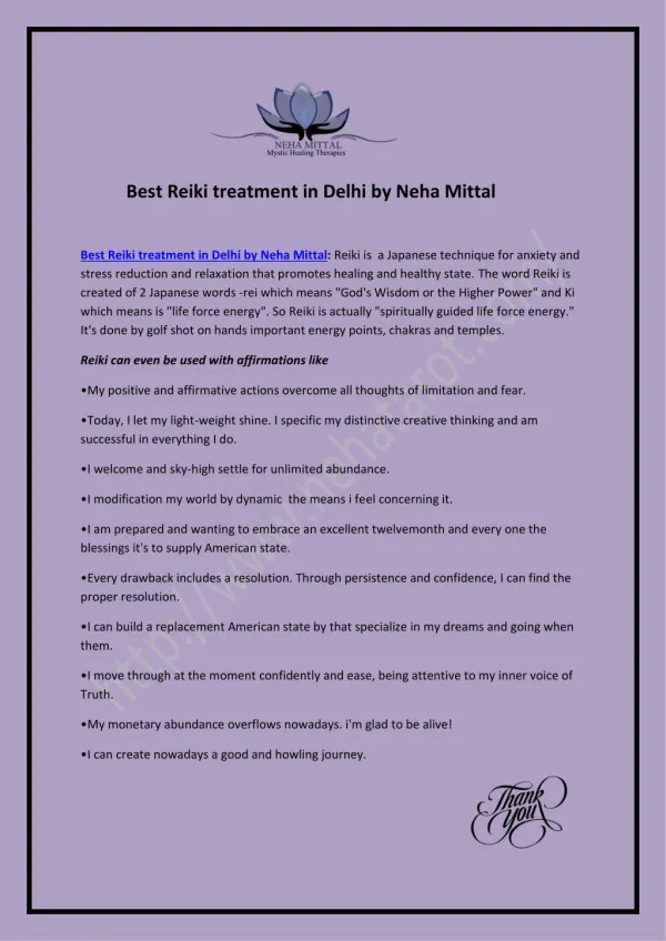 Best Reiki treatment in Delhi by Neha Mittal