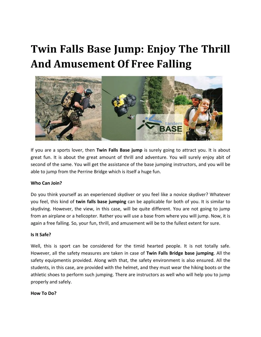 twin falls base jump enjoy the thrill