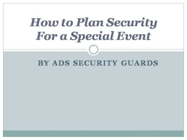How to plan security for a special event
