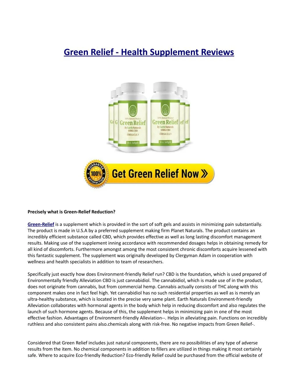 green relief health supplement reviews