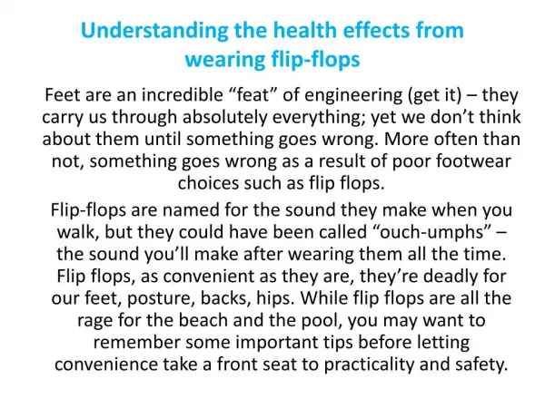 Understanding the health effects from wearing flip-flops