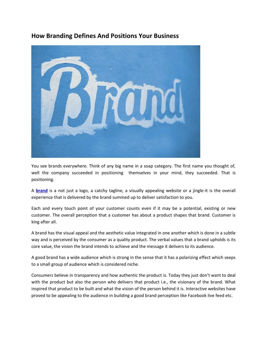 how branding defines and positions your business