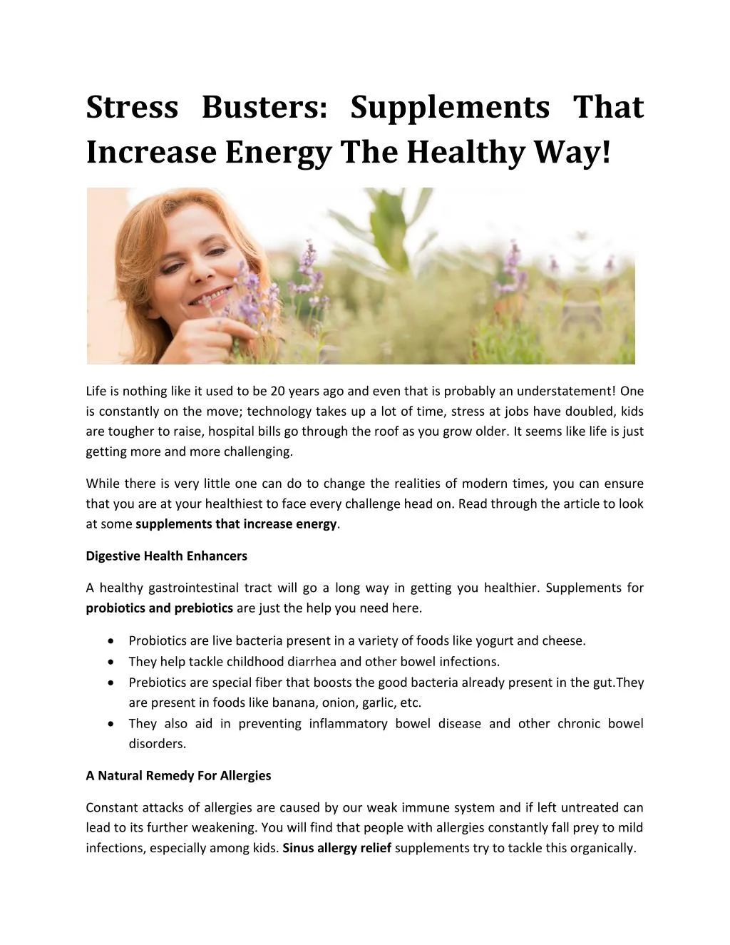 stress busters supplements that increase energy