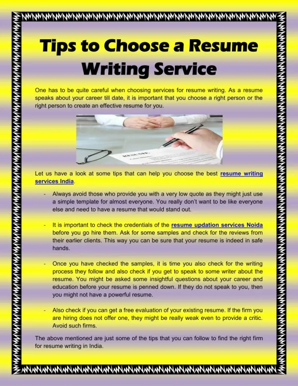 Tips to Choose a Resume Writing Services