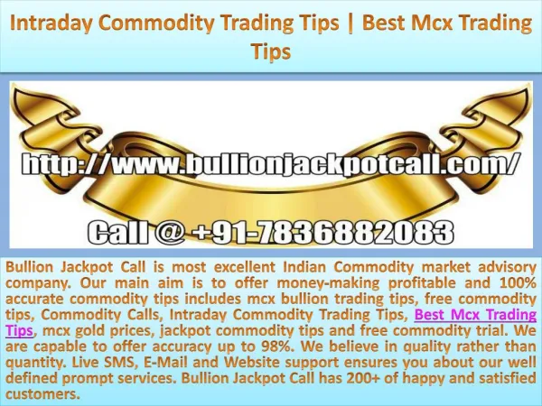 Intraday Commodity Trading Tips | Best Mcx Trading Tips