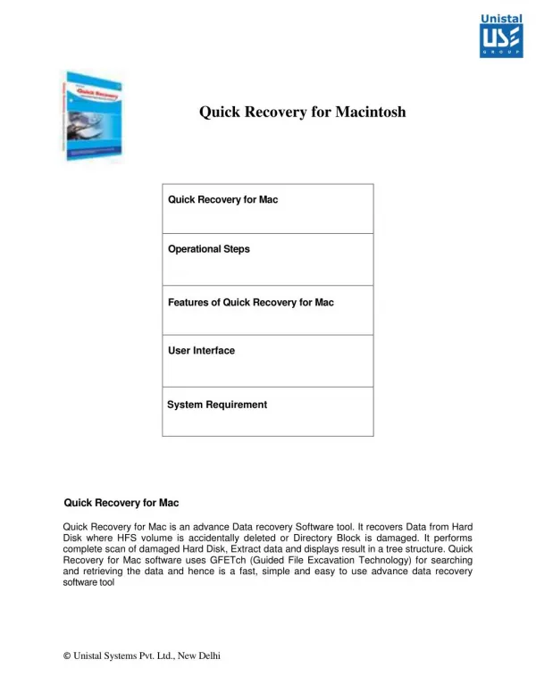 White Paper for Unistal Mac Data Recovery Software