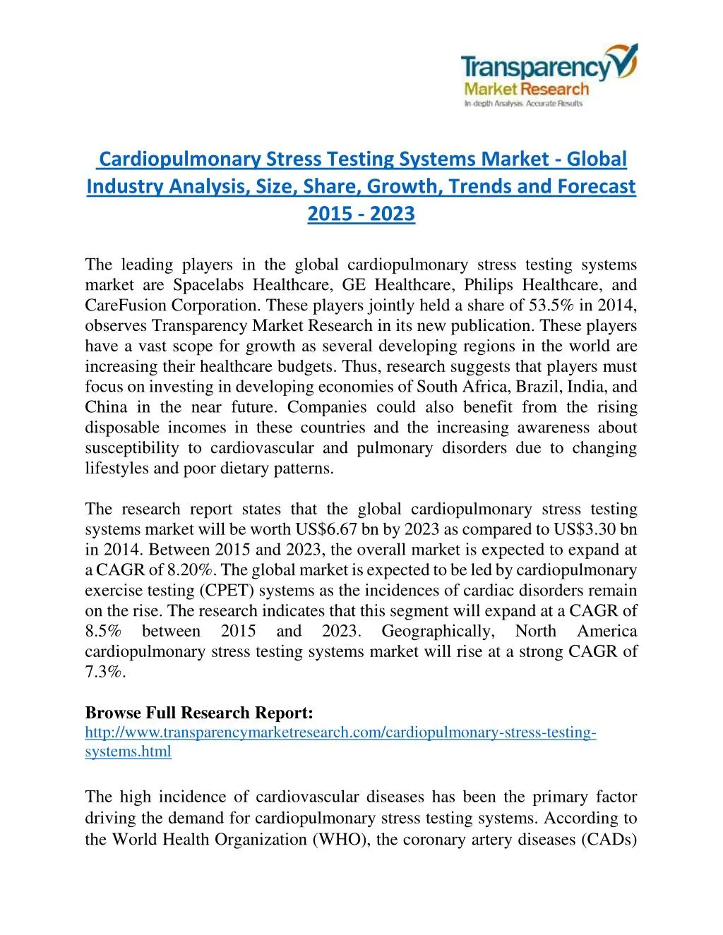 cardiopulmonary stress testing systems market