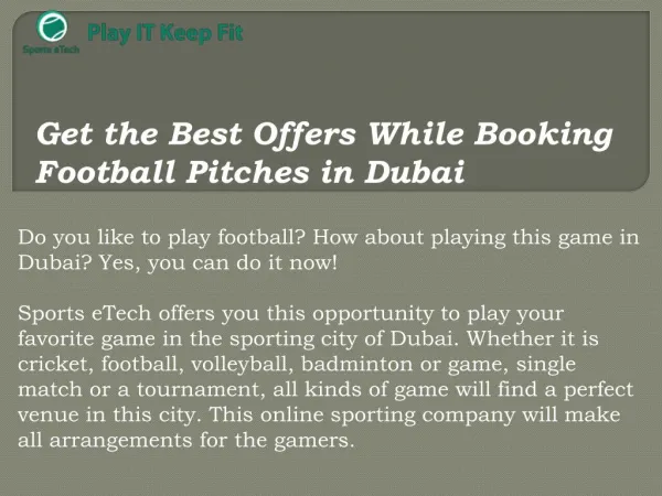 Get the Best Offers While Booking Football Pitches in Dubai