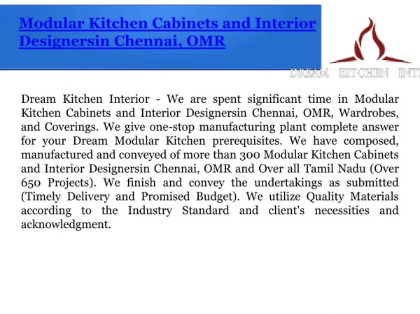 Modular Kitchen Cabinets and Interior Designersin Chennai, OMR