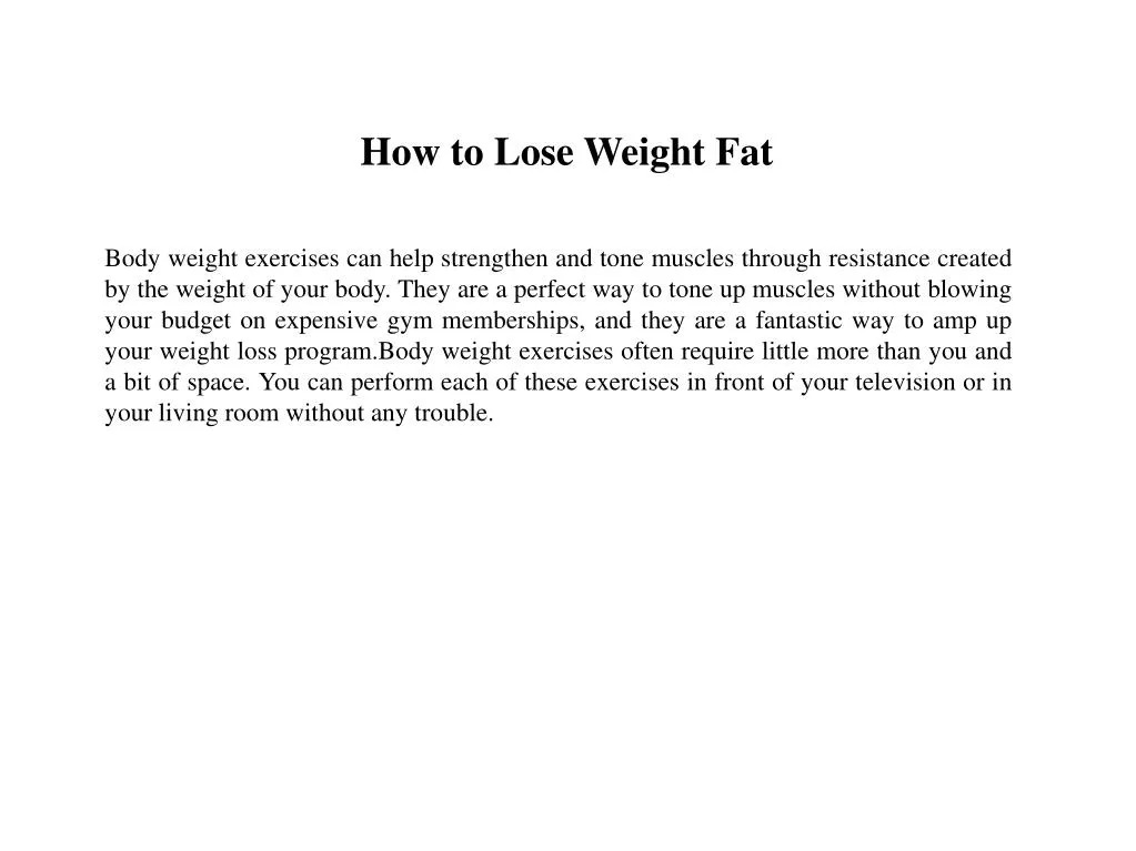 how to lose weight fat