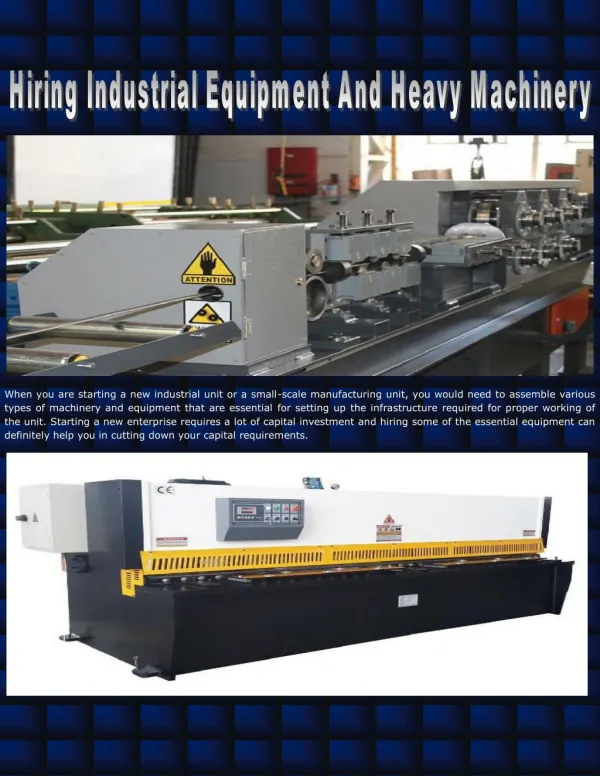 Hiring Industrial Equipment And Heavy Machinery