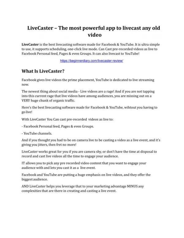 LiveCaster Review-(FREE) $32,000 Bonus & Discount