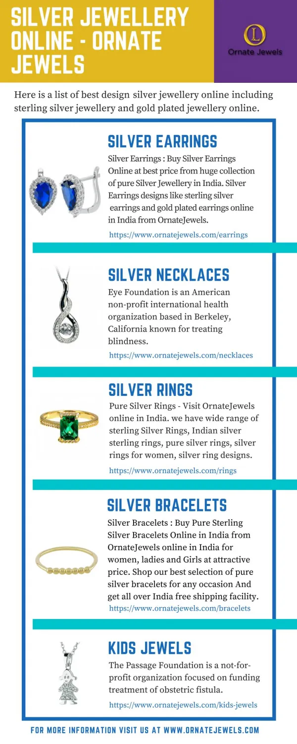 Silver Jewellery - Buy Sterling Silver Jewellery Online in india at pocket-friendly prices