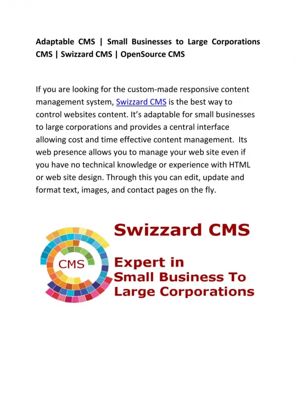 Swizzard | User-Friendly CMS