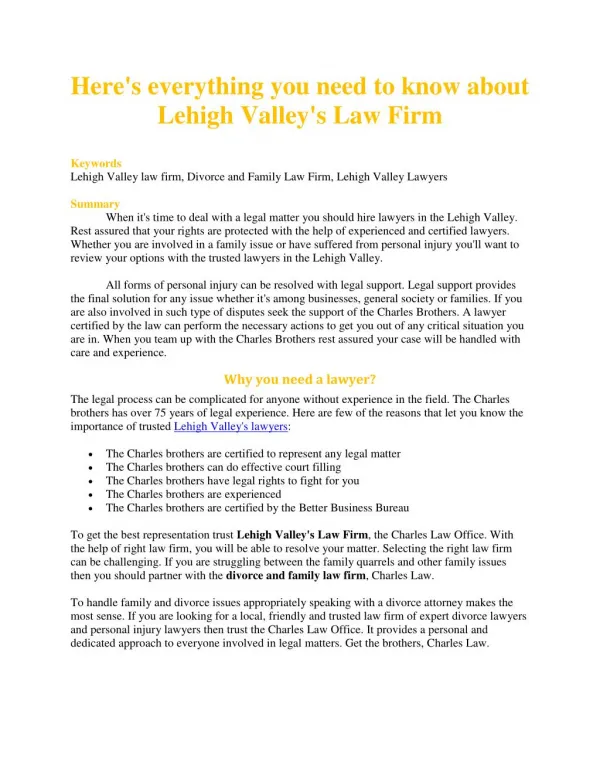 Here's everything you need to know about Lehigh Valley's Law Firm