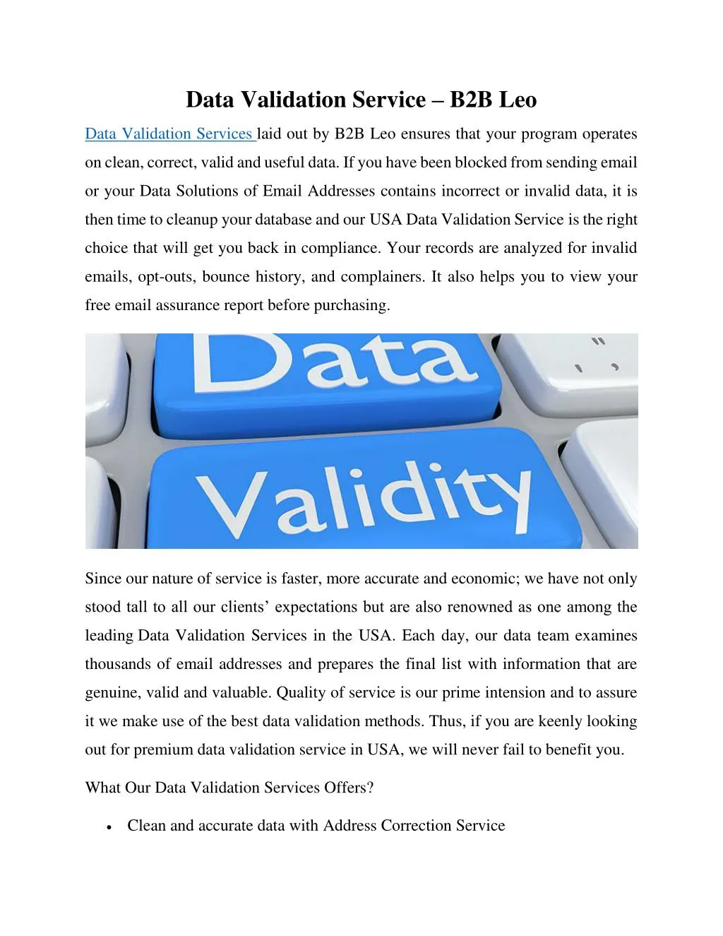 data validation service b2b leo