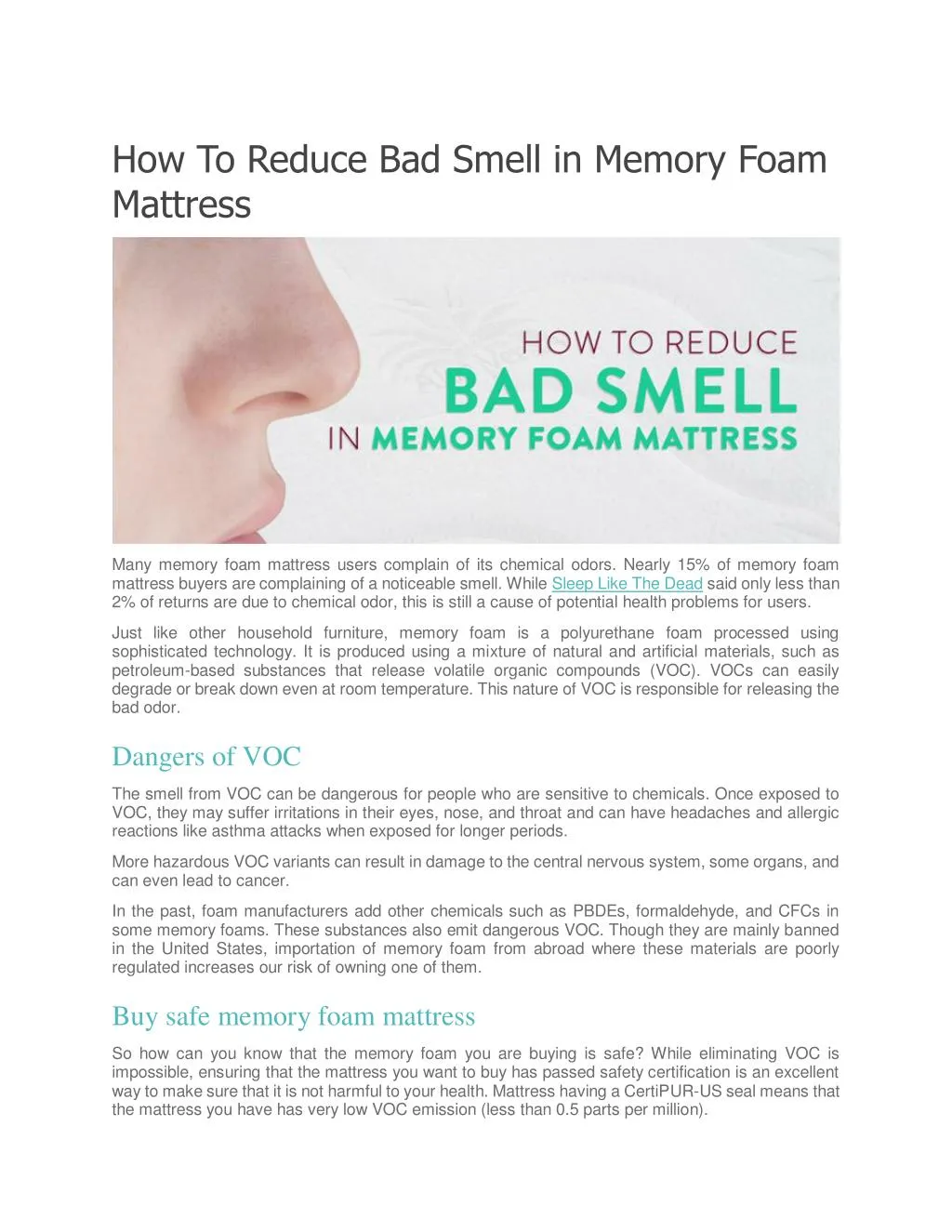 how to reduce bad smell in memory foam mattress