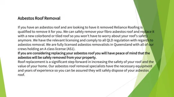 Asbestos Roof Removal Cairns