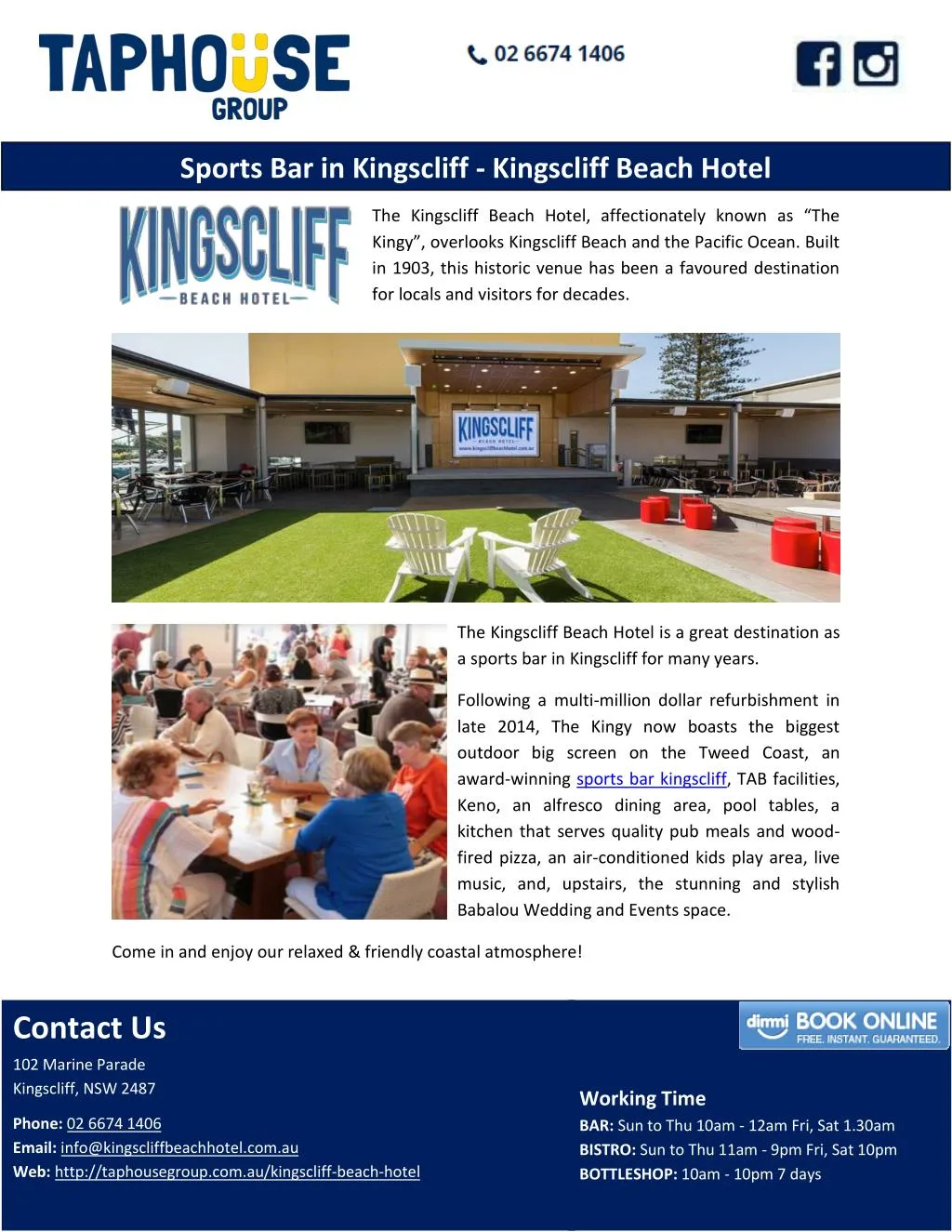 sports bar in kingscliff kingscliff beach hotel