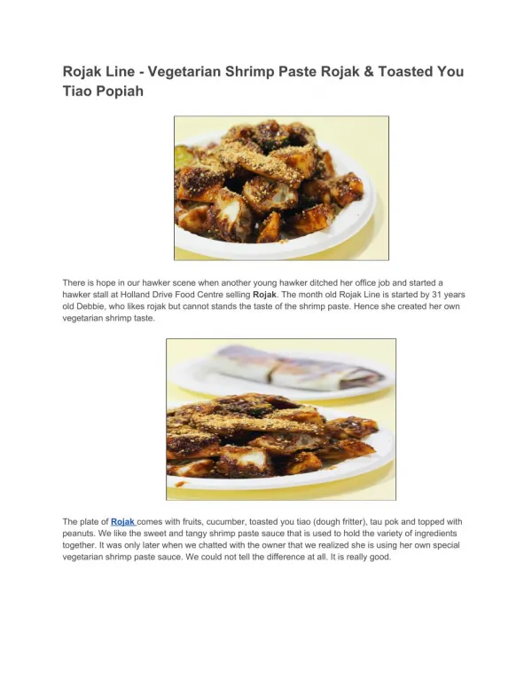 Rojak Line - Vegetarian Shrimp Paste Rojak & Toasted You Tiao Popiah