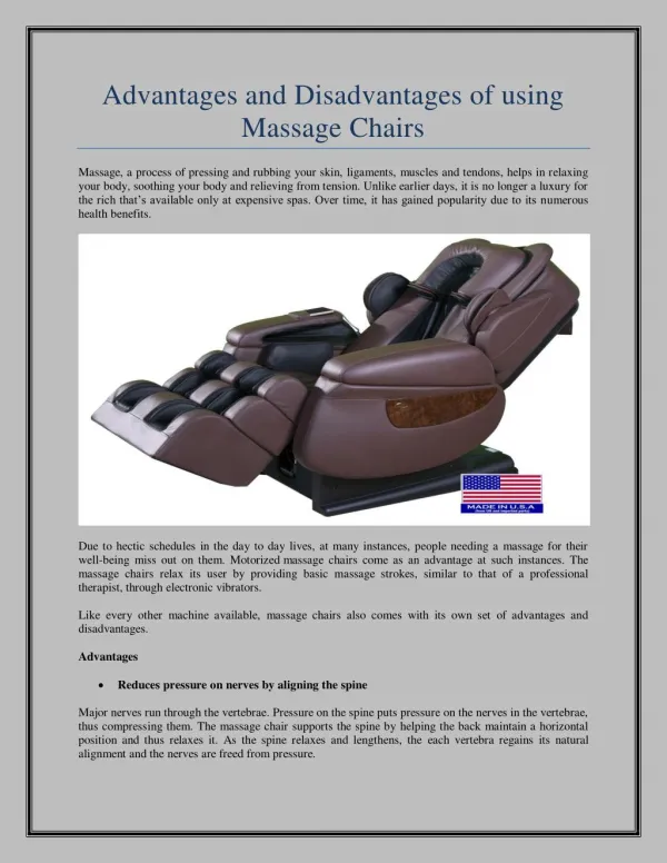 Benefits Of Massage Chair For Health : LURACO Technologies