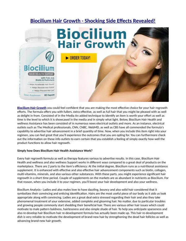 The Benefits of Biocilium Hair Health Support