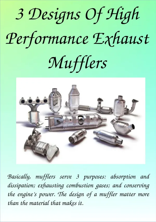 3 Designs Of High Performance Exhaust Mufflers