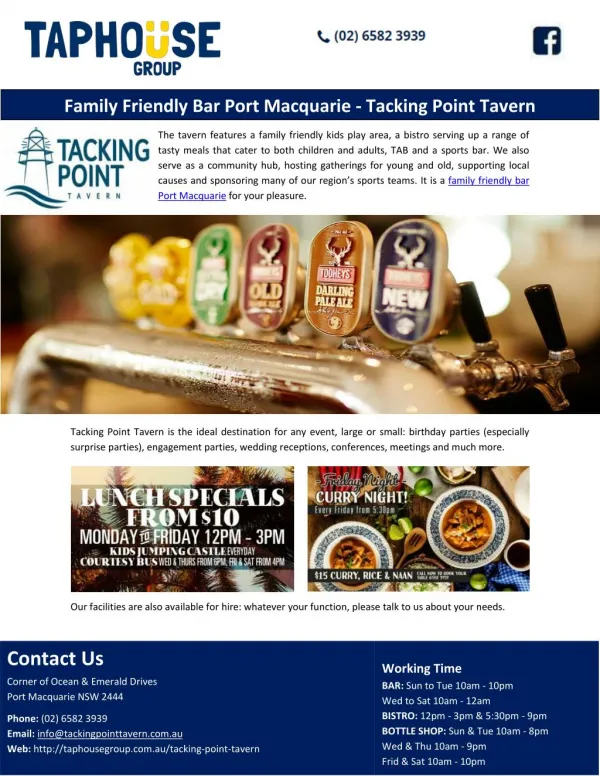 Family Friendly Bar Port Macquarie - Tacking Point Tavern