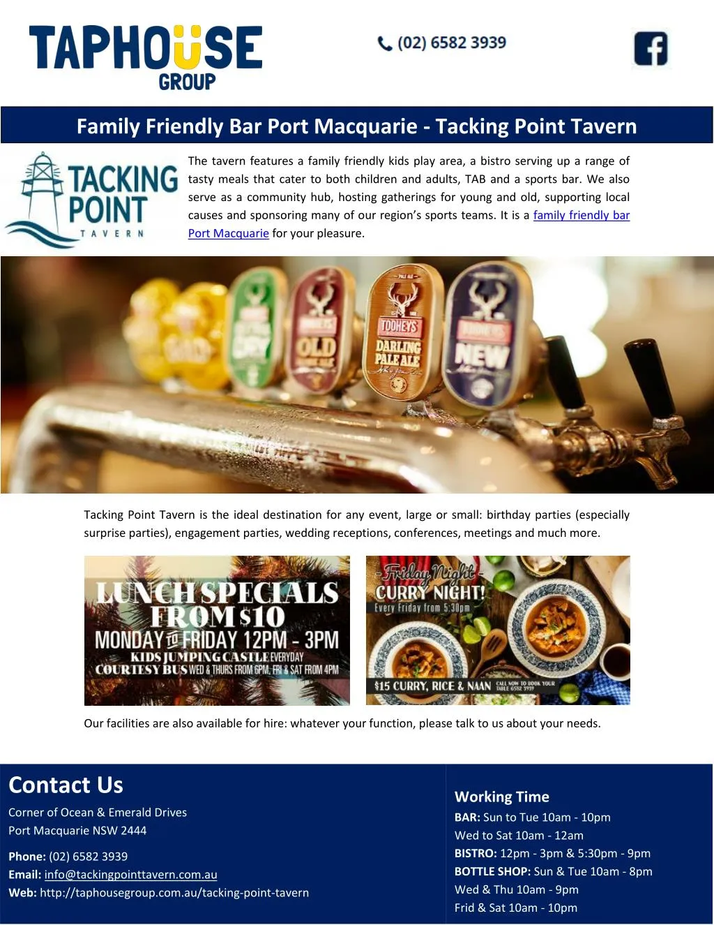 family friendly bar port macquarie tacking point
