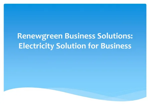 Renewgreen Electricity Solution for Business