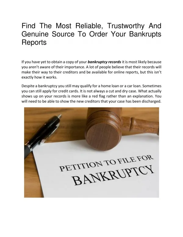 Bankruptcy Records