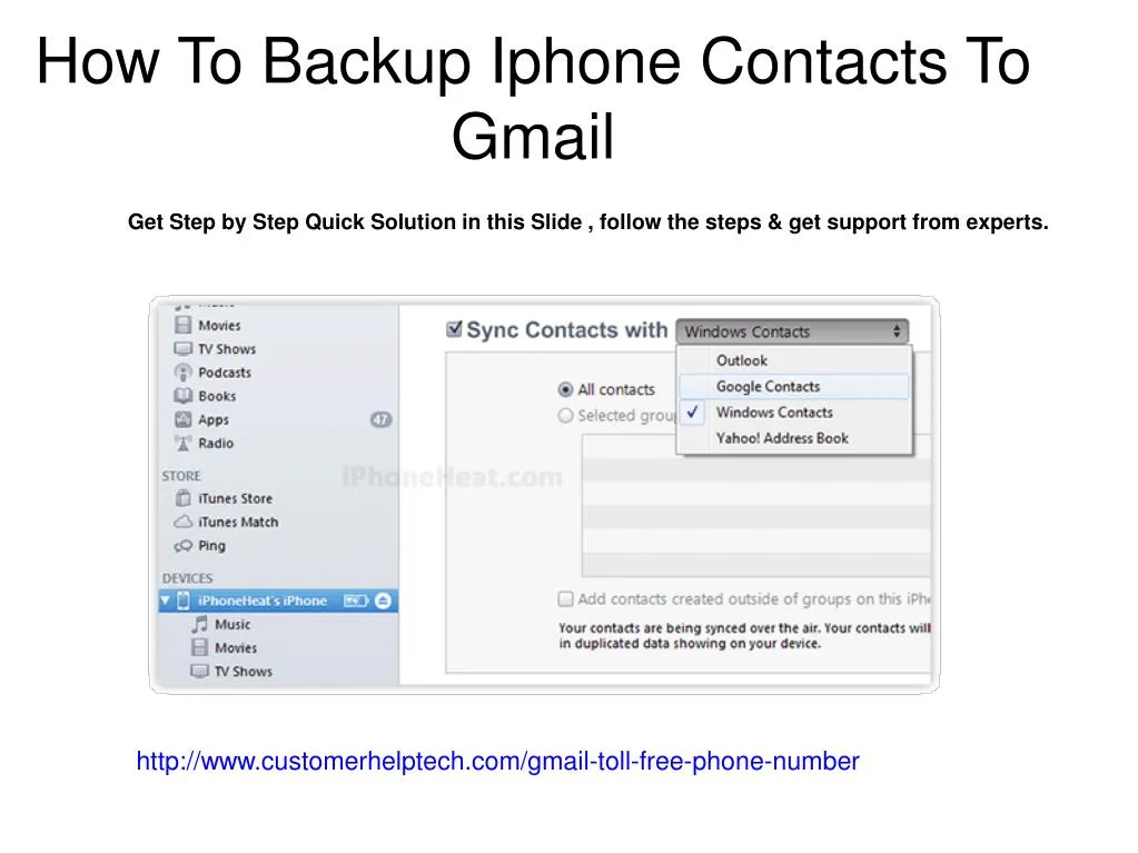 how to backup iphone contacts to gmail