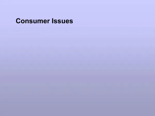 Consumer Issues