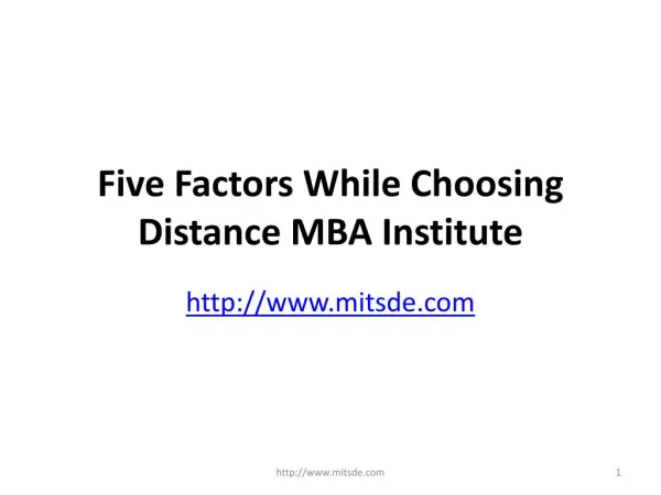 Five factors while choosing distance mba institute