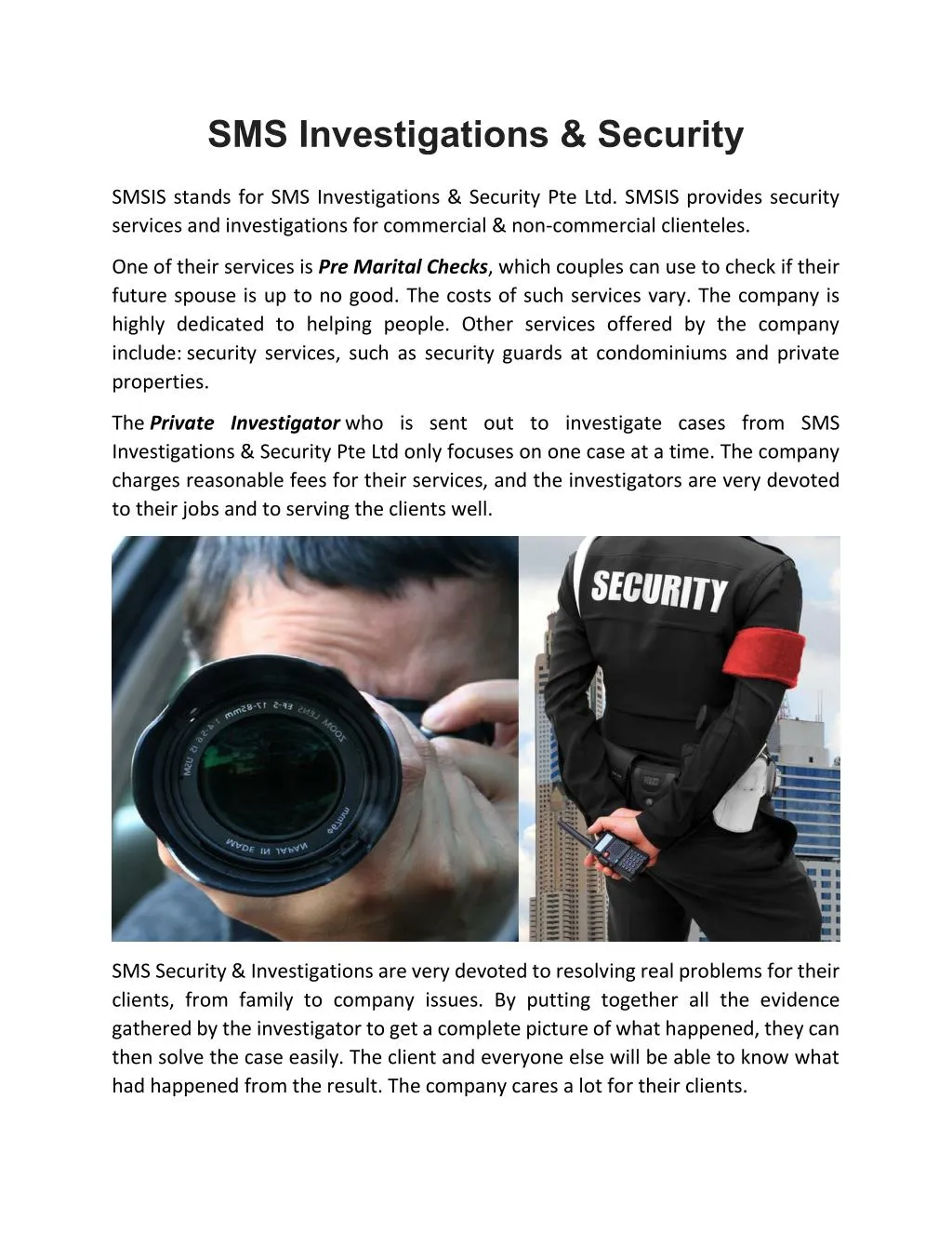sms investigations security