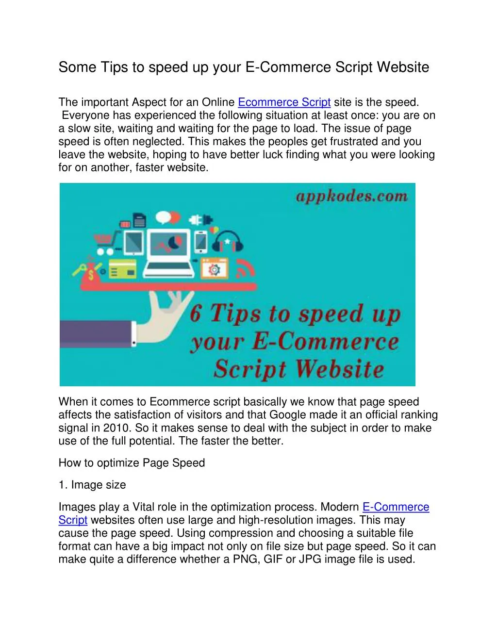 some tips to speed up your e commerce script