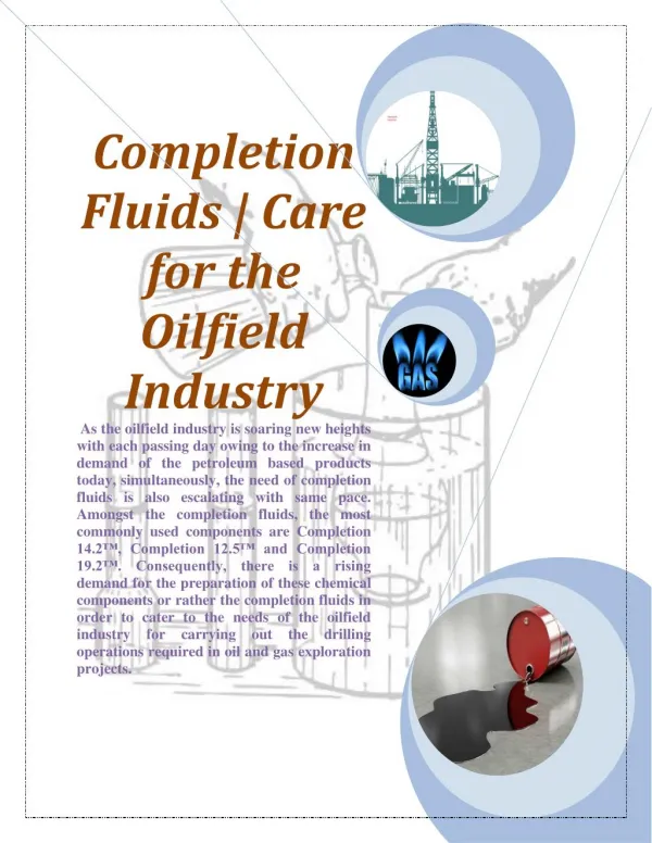 Completion Fluids | Care for the Oilfield Industry