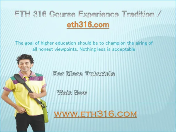 ETH 316 Course Experience Tradition / eth316.com