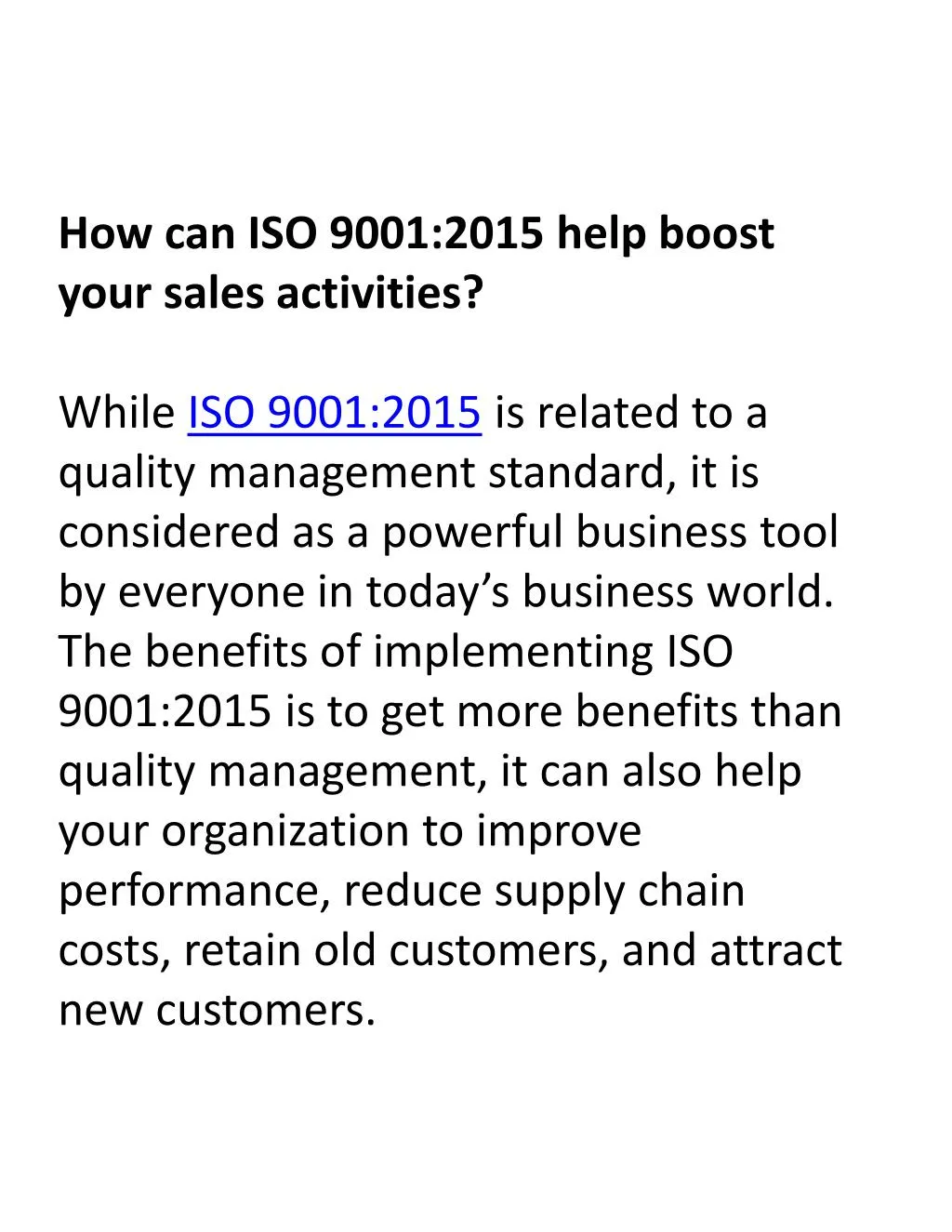 how can iso 9001 2015 help boost your sales