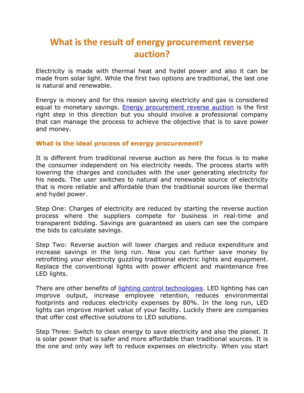 what is the result of energy procurement reverse