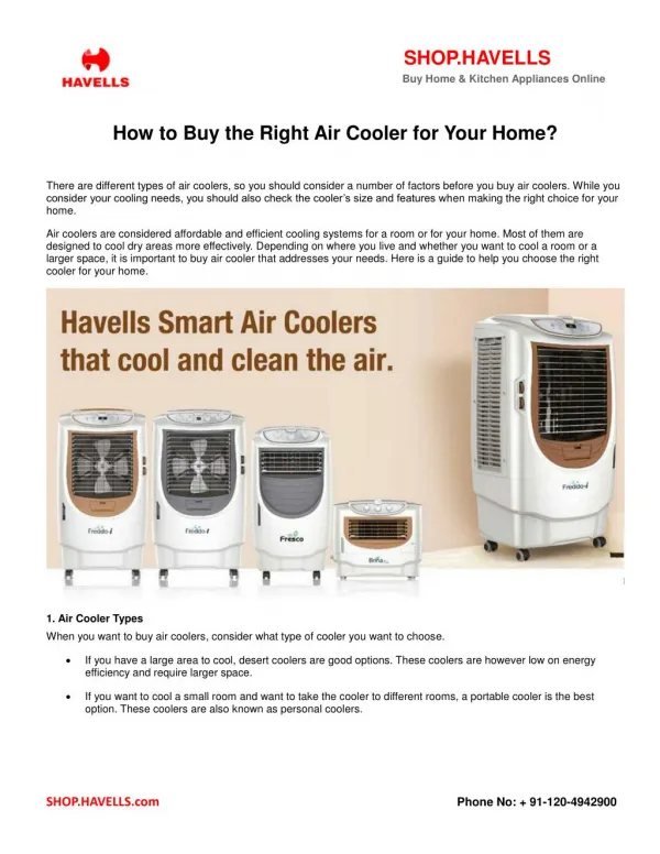 How To Buy The Right Air Cooler For Your Home?